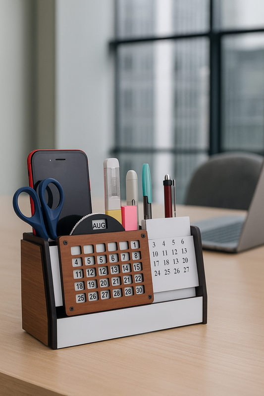 Wooden Lifetime Calendar with Organizer