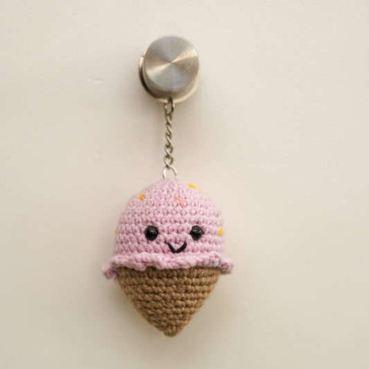 Handmade Crochet Keychain in Ice-Cream Shape