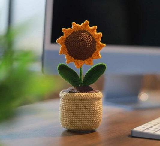 Sunflower Crochet Pot [1 Pc]