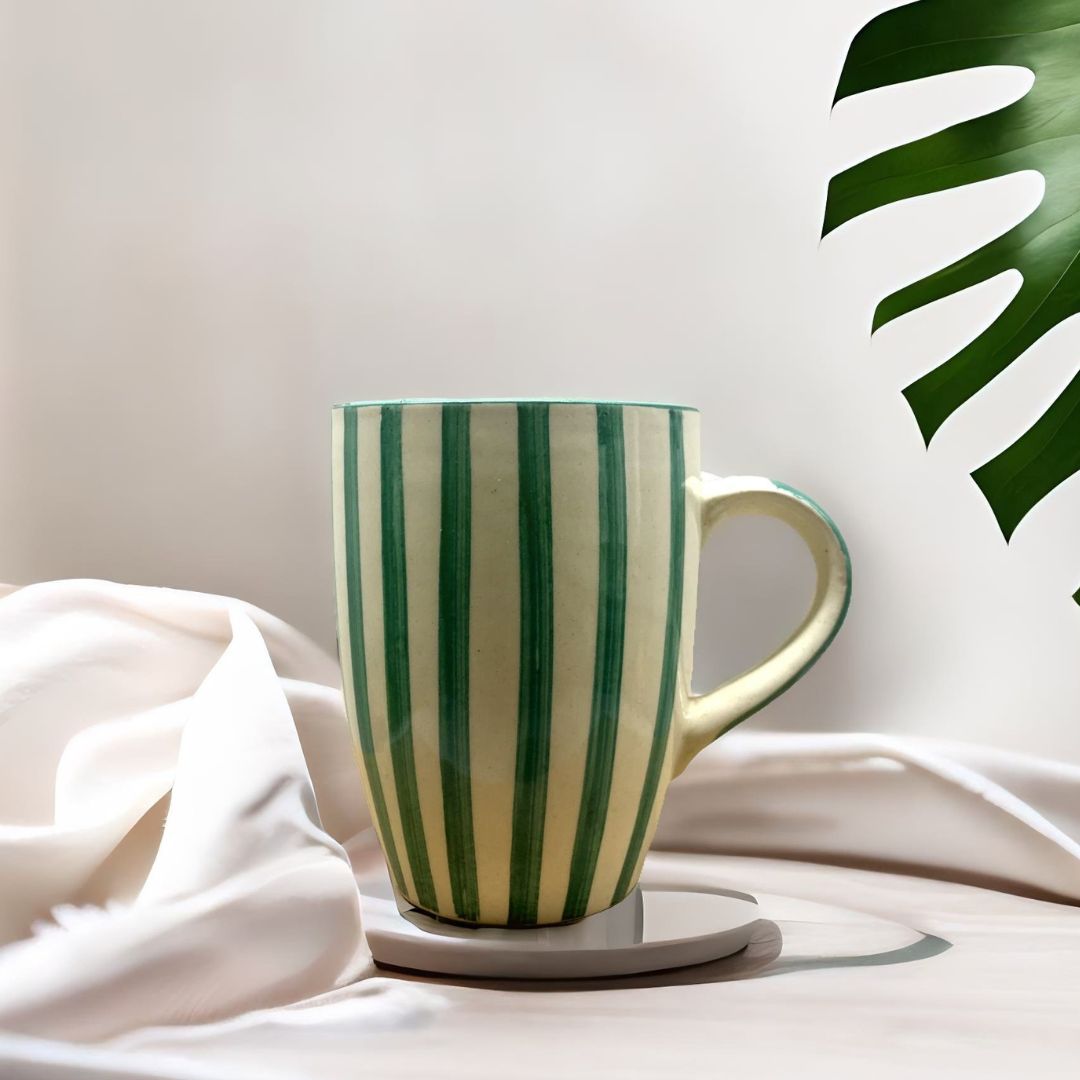 Teal Strip Ceramic Mug